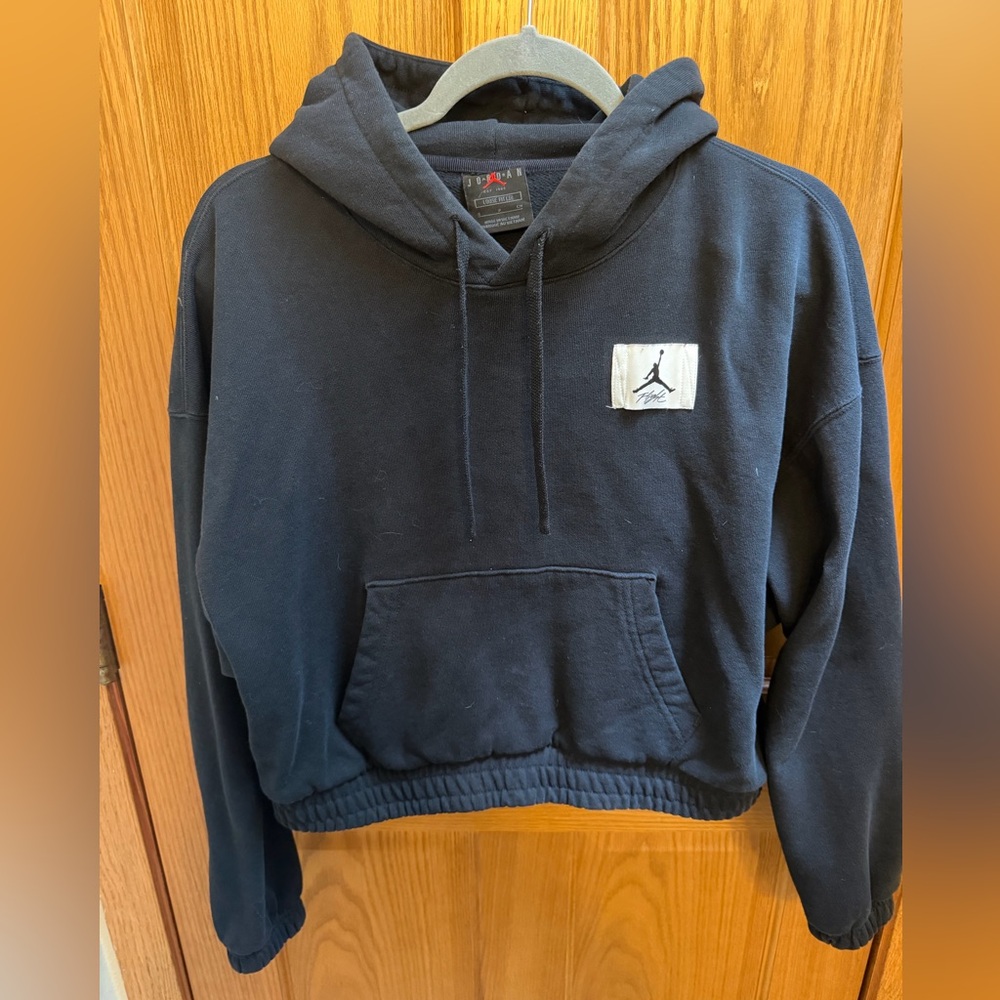 Jordan Women’s Black Crewneck Hoodie with Jumpman Patch